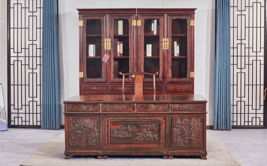 山水弯角书桌书橱