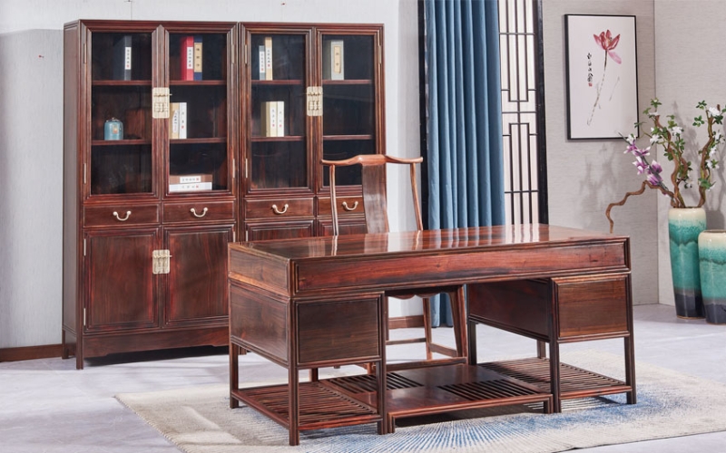 明式书橱素面写字台